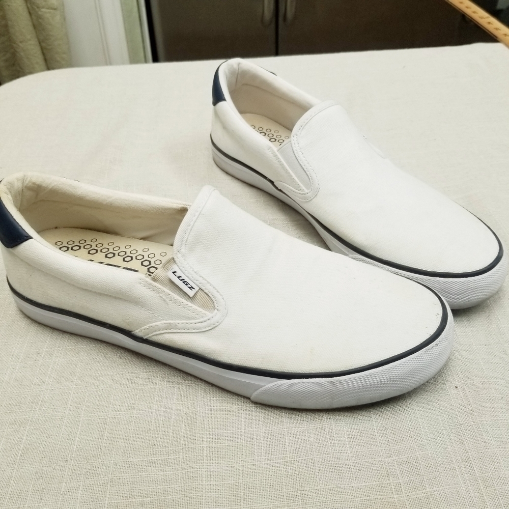 Lugz Canvas Slip On White‎ Bost Shoes Light staining darker Marks on elastic 10